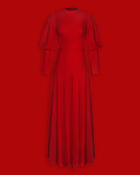 The Arcadia Dress in deep red captures the spirit of medieval elegance blended with modern gothic style. Made from luxuriously soft, high-stretch polyester, this enchanting maxi dress features long bishop sleeves, a regal mock turtleneck, and a flowing silhouette that drapes gracefully to the floor. Perfect for Renaissance fairs, gothic fashion enthusiasts, or anyone drawn to ethereal, vintage-inspired alternative clothing.