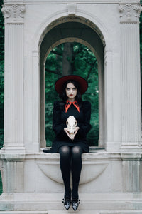 This elegant black Baptism Dress is perfect for creating memorable moments, boasting a large pointed collar delicately embroidered with a cross. Choose a classic black collar for a refined look or a red collar for a cheerful pop of color. The dramatic puff shoulders and bishop sleeves add graceful flair, and the thick, stretchy ponte fabric keeps you comfortable and cozy while providing durability for lasting wear.