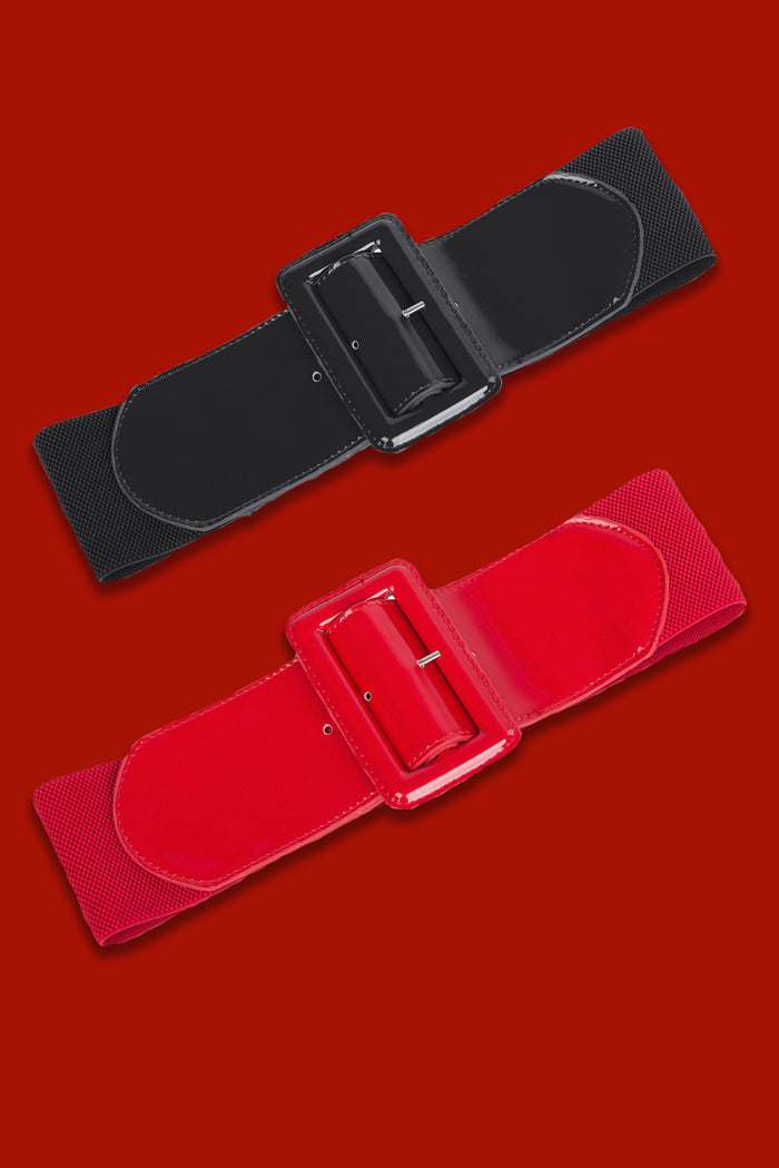Wide Patent Leather Stretch Belt (2 Colours