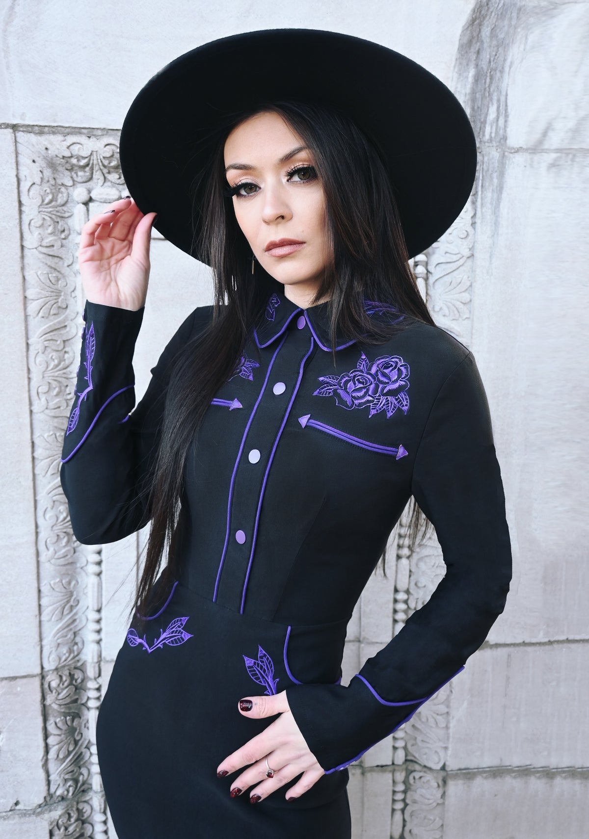 June Dress Black/Purple