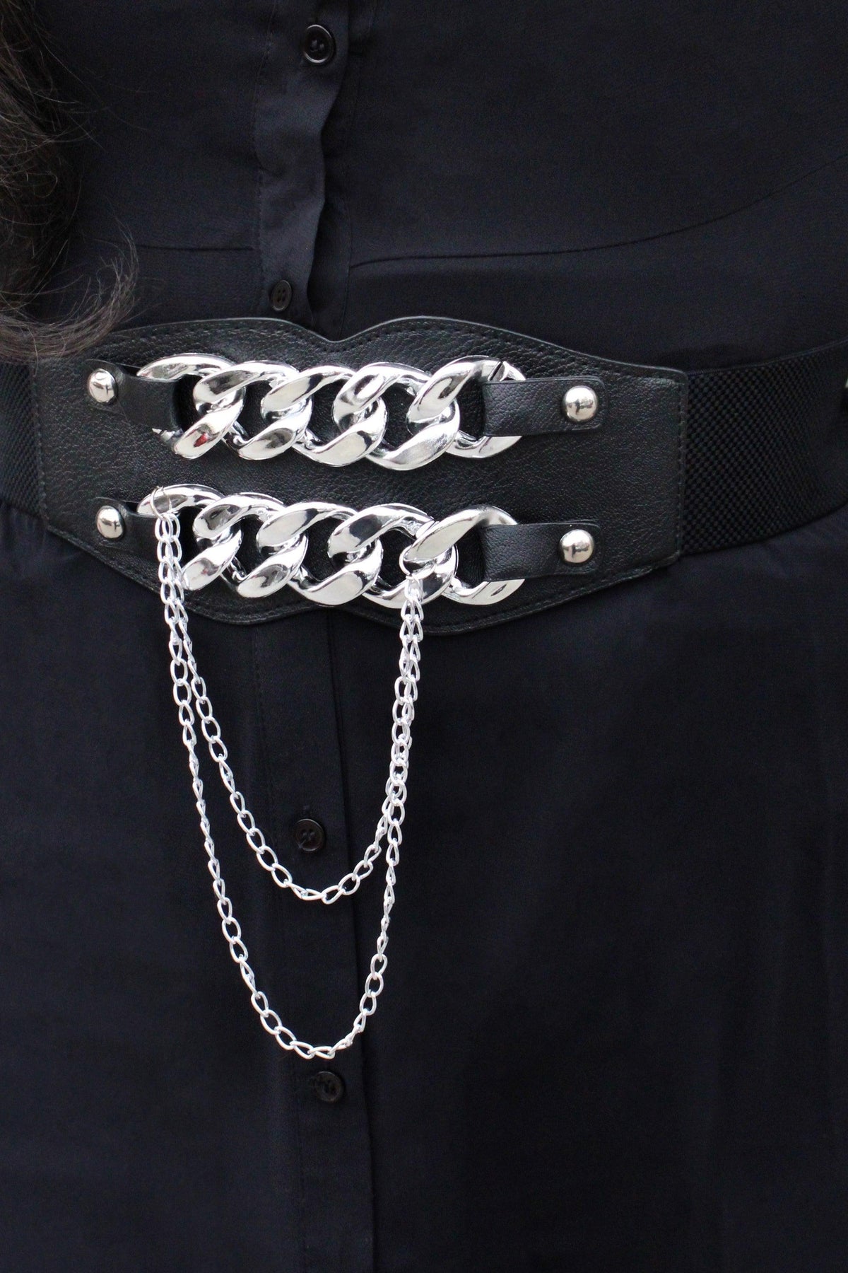 Turn heads with the Punk Chain Belt by KATAKOMB—a statement accessory featuring high-impact metal links and a snap-back design that fits seamlessly at one size. Whether you’re going for punk, grunge or high-fashion edge, this chain belt promises to complete your bold look.
