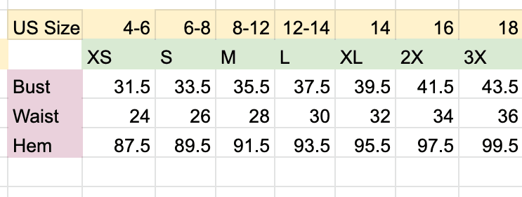 size chart