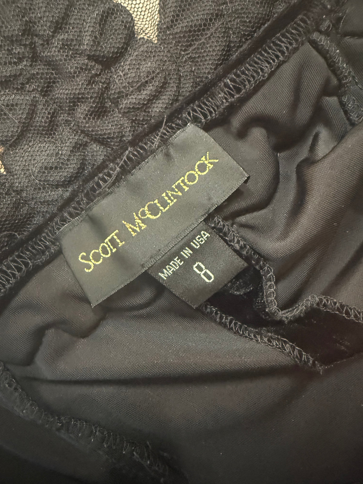 Vintage 90s Scott McClintock Velvet Lace-Back Maxi Dress