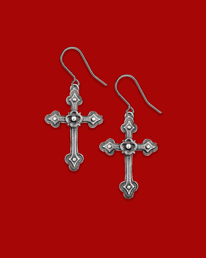 Gothic Devotion Crosses Earrings