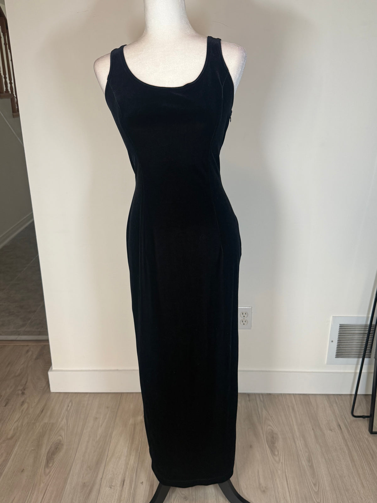 Vintage 90s Scott McClintock Velvet Lace-Back Maxi Dress