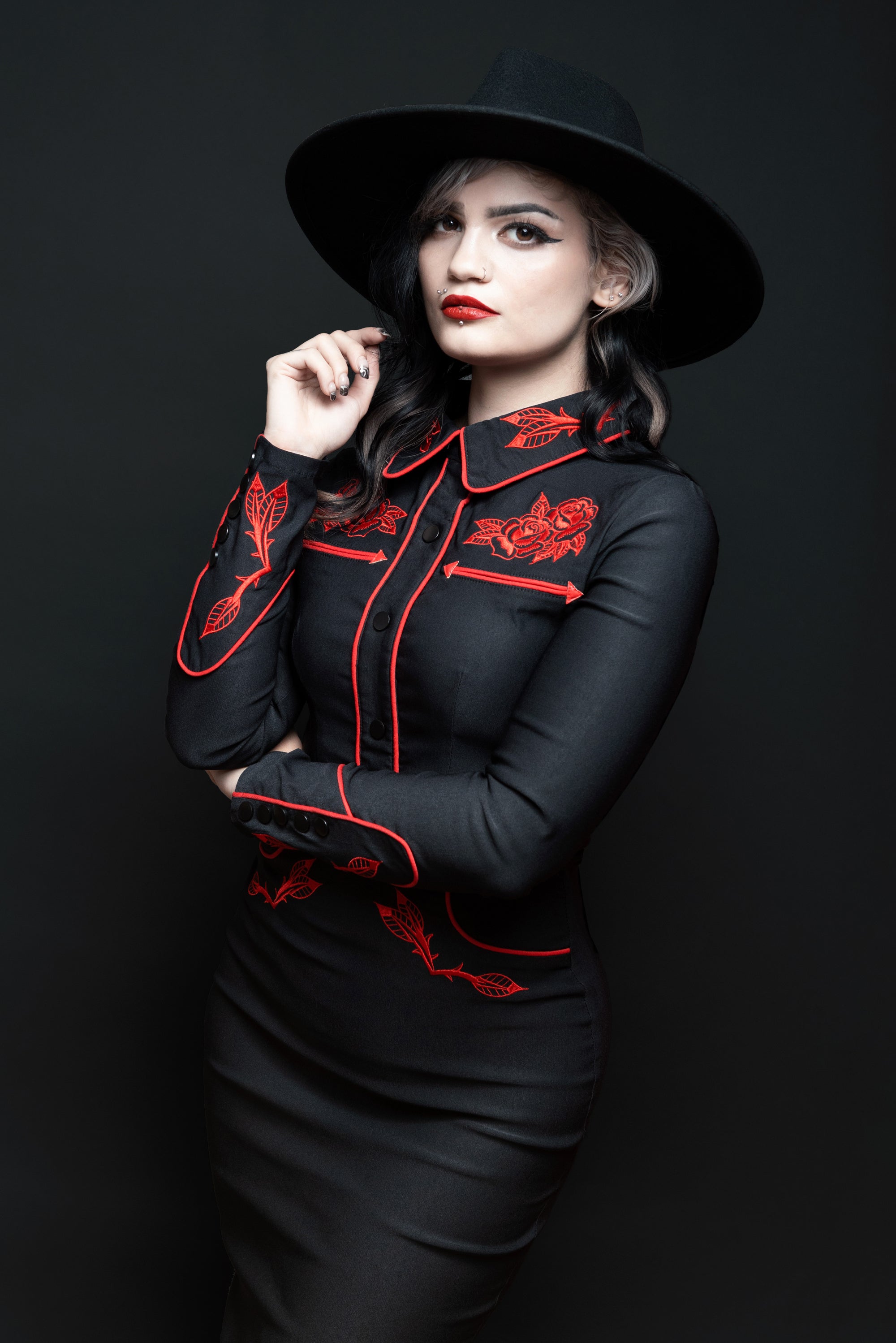 June Dress - Black/Red – KATAKOMB