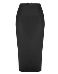 Sultry and figure-flattering mesh two-piece outfit with a long-sleeve crop top featuring a square neckline, paired with a high-waisted pencil skirt with a side slit, made from soft and stretchy polyester mesh fabric for comfort and style, accented with subtle bows, ideal for cocktail parties, night-out fashion, and chic social events.