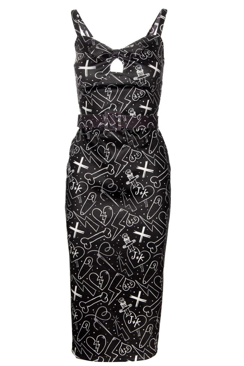 The PeepShow Pencil Dress is a figure-flattering bodycon style that blends retro glamour with modern comfort. Made from luxurious high-stretch fabric, it hugs every curve beautifully while offering full support with its lined cups and adjustable straps. The keyhole detail with bow tie accent adds an irresistible vintage charm, complemented by a coordinating waist belt. A hidden back zipper ensures a smooth, seamless look, and the ruched back panel enhances mobility and comfort.