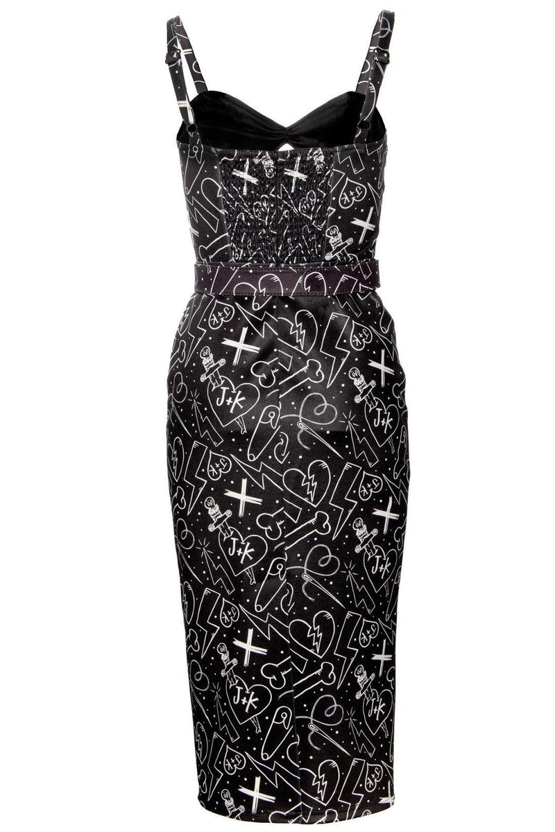 Turn heads in the PeepShow Pencil Dress, a chic and empowering design that embodies feminine confidence. Crafted from a soft yet durable stretch polyester blend, this dress highlights the silhouette with its elegant pencil cut and cinched waist. The playful keyhole front with a bow tie accent adds a vintage touch, while the adjustable straps and lined bust provide tailored support. The ruched back and hidden zipper create a comfortable, smooth fit.