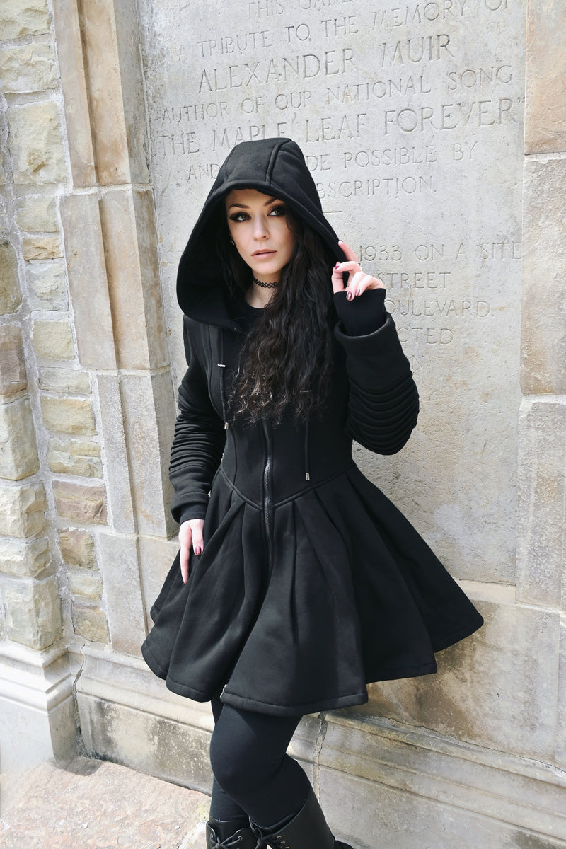 gothic black hooded dress Women's Gothic Hooded Costume Dress
