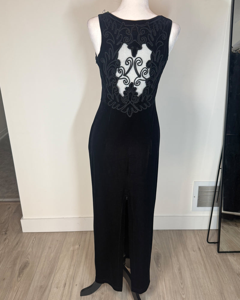vintage 90s maxi dress Vintage 90s Striped Maxi Dress: Sleeveless Empire Waist Gown