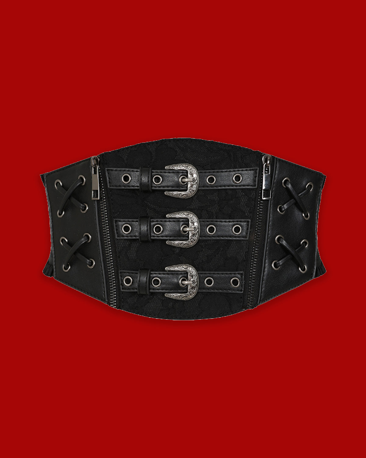 The Fading Angel Belt is a lace corset-style waist belt featuring intricate lace detailing and adjustable lacing. Designed to cinch the waist and create a dramatic, feminine silhouette, this statement accessory adds a sophisticated historical-inspired touch to any outfit. Perfect for styling over dresses, tops, or skirts, it works beautifully for medieval festivals as well as gothic, romantic, and everyday looks.