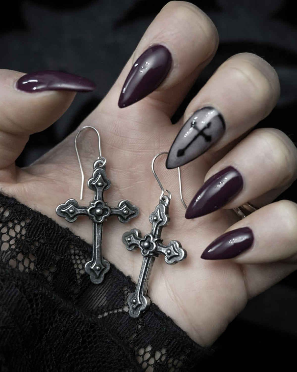 Gothic Devotion Crosses Earrings