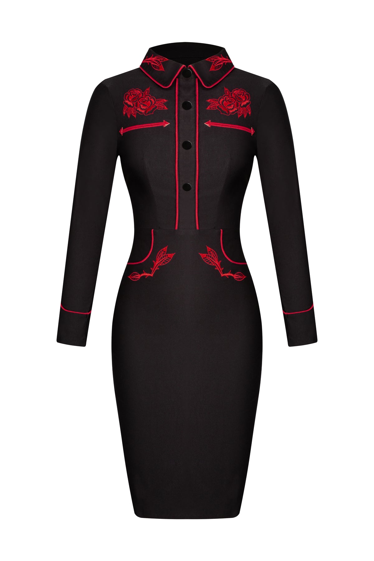 June Dress - Black/Red