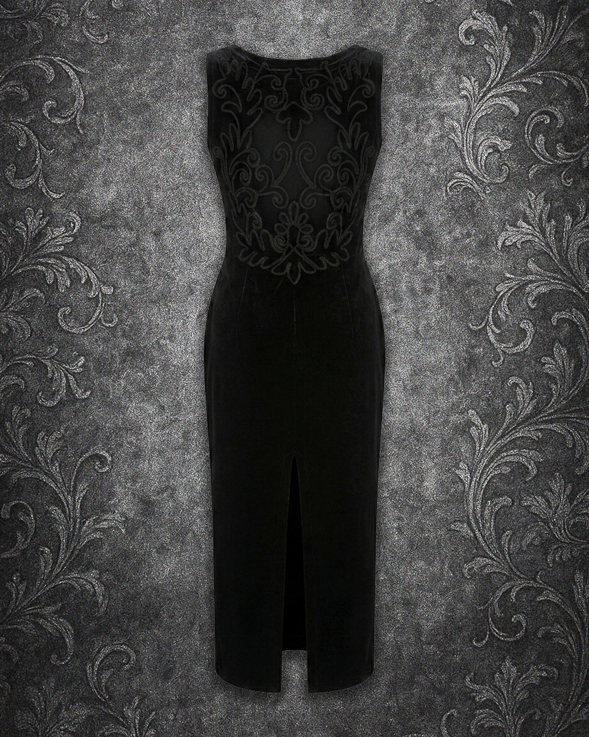 Vintage 90s Scott McClintock Velvet Lace-Back Maxi Dress