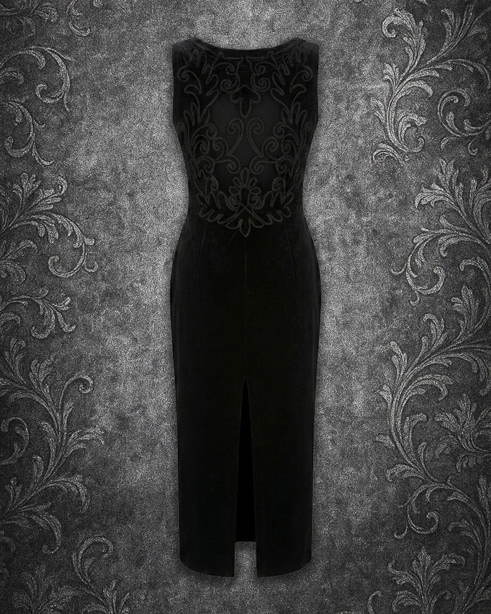 Vintage 90s Scott McClintock Velvet Lace-Back Maxi Dress