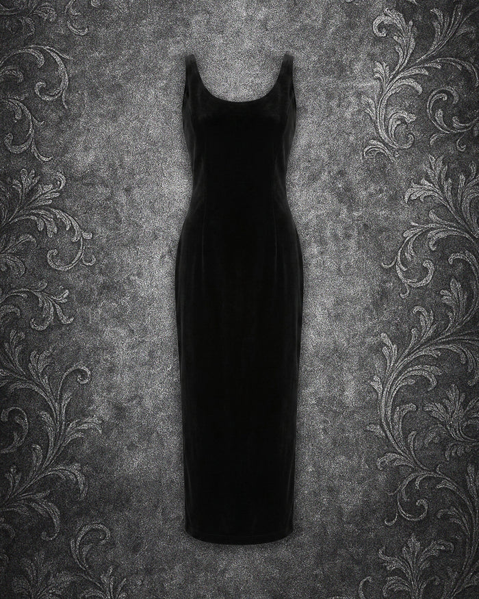 Vintage 90s Scott McClintock Velvet Lace-Back Maxi Dress