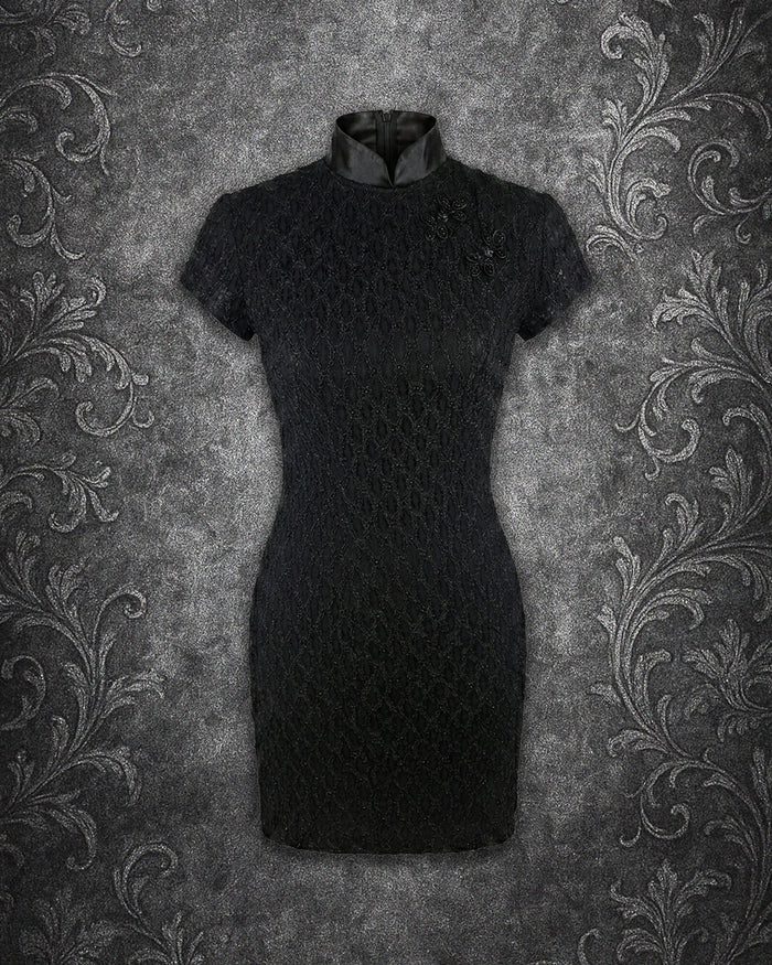 Vintage 90s ALGO 3D Lace Qipao Mini Dress