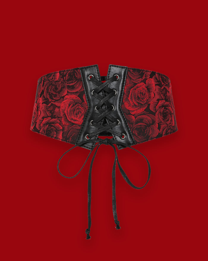 Crimson Thorn Rose Corset Belt