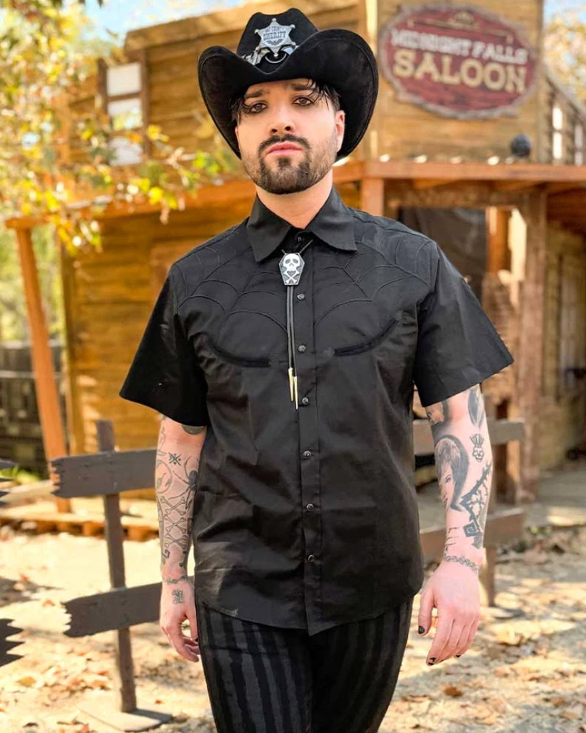 Spiderweb Black Western Shirt