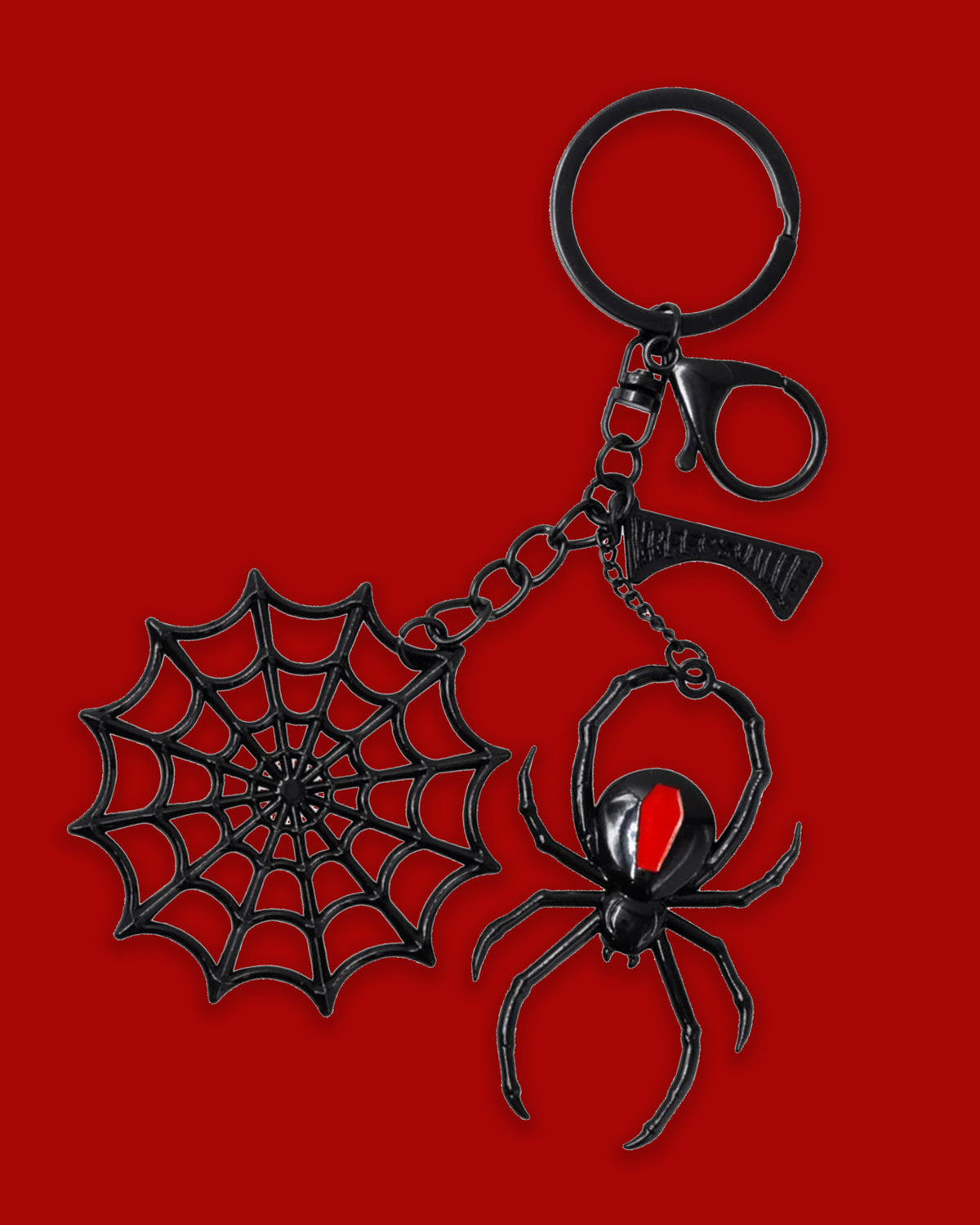 Black Widow Web Charm Keychain
