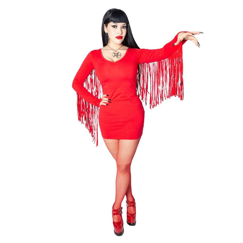 Fringe Satanic Stars Red Mini Dress