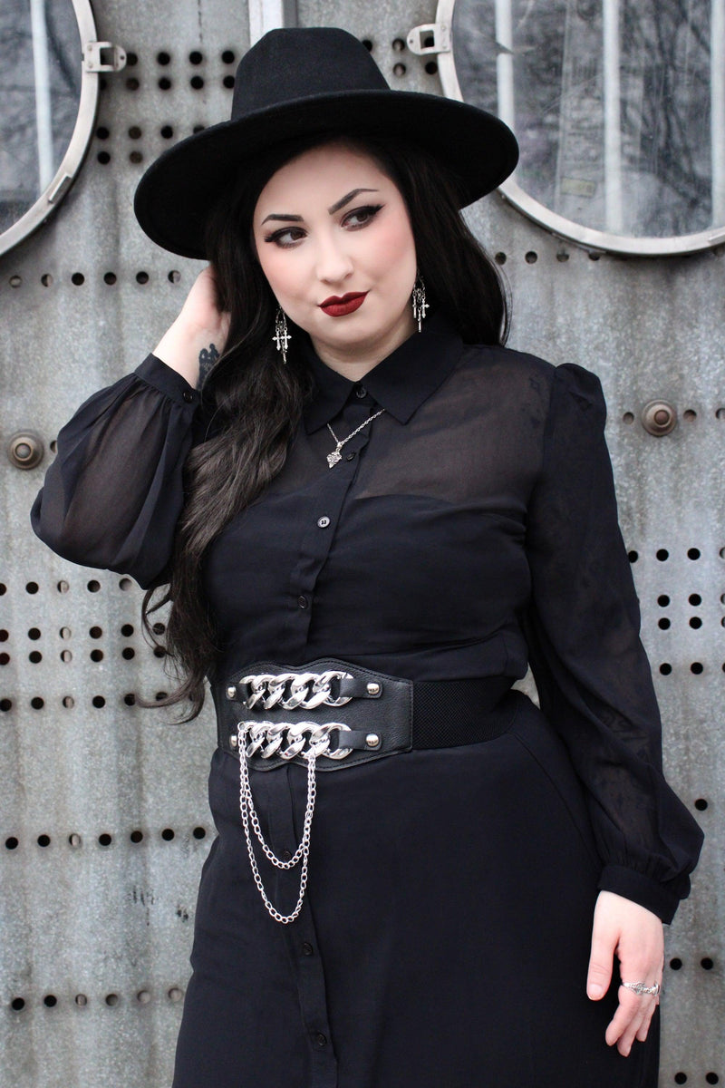 Elevate your look with KATAKOMB’s Punk Chain Belt: a sleek, one-size adjustable chain accessory that adds industrial attitude and versatile styling to your wardrobe. Ideal for both casual and night-out outfits, this belt is the perfect finishing touch for alternative fashion lovers.